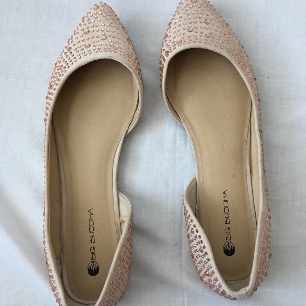 Big buddha pink studs gem flats